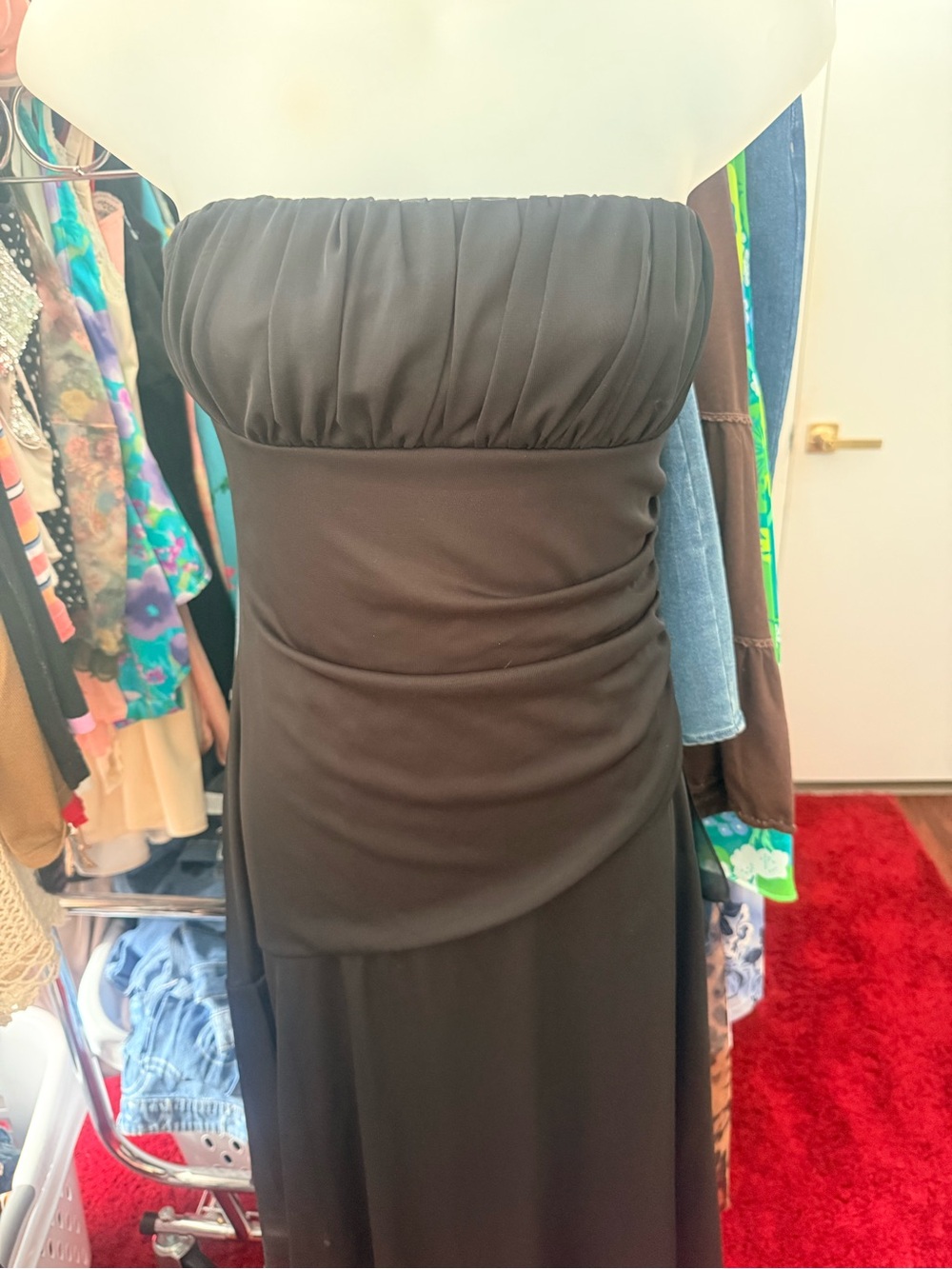 Y2K Hotkiss Strapless Black Midi Dress - Classic Evening Style - Picture 2 of 4